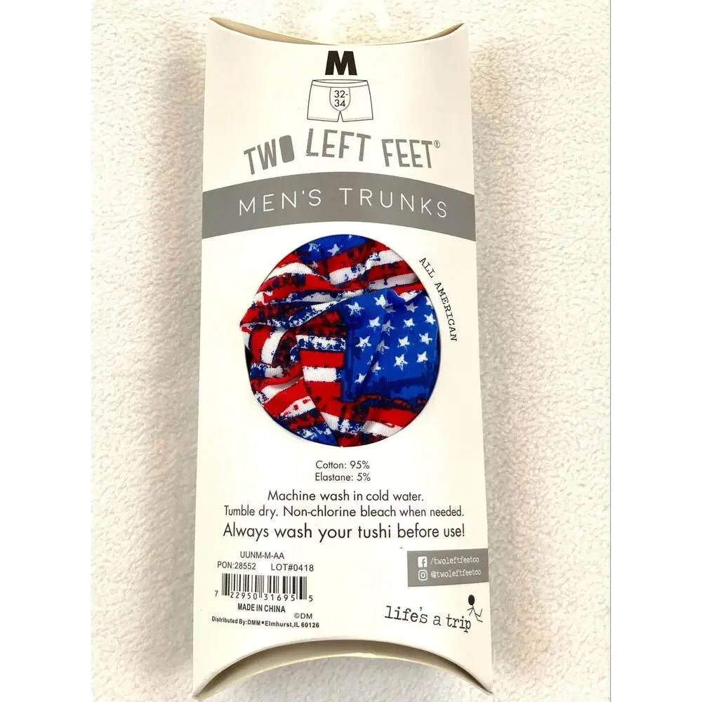 Men's Trunks Briefs Red White Blue Flag Print Med 32-34 NWT